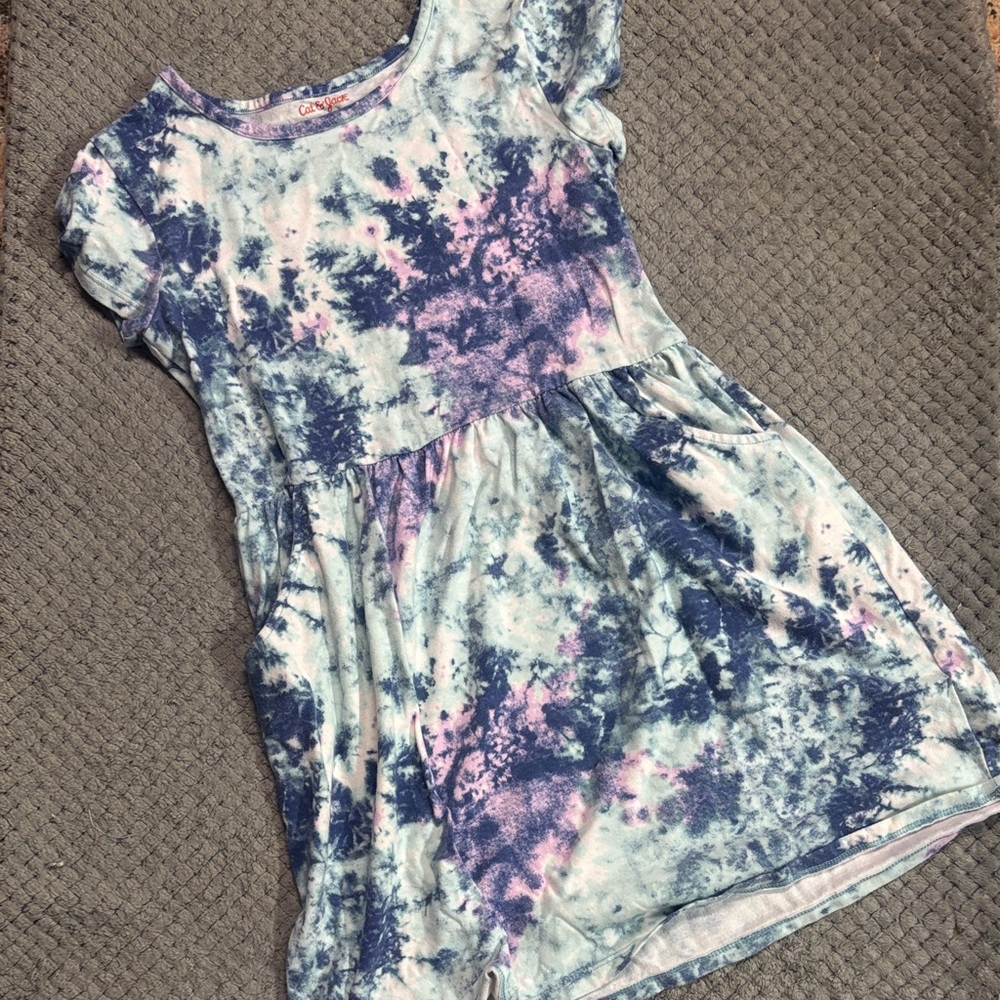 Cat & Jack Tie-Dye Dress - Navy and Pink